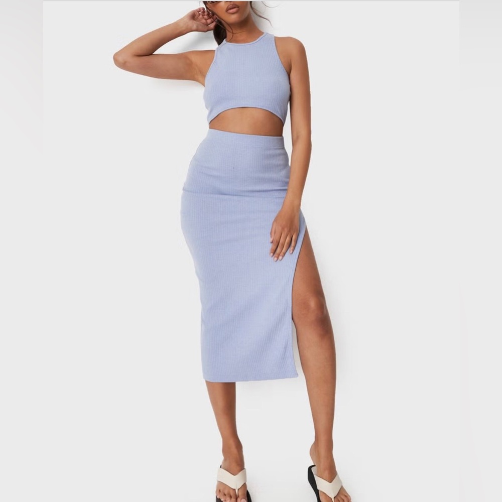 MISSGUIDED Racer back top and split skirt set